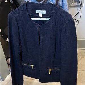 MICHAEL Michael Kors Navy Blazer with Gold Zipper Accents
